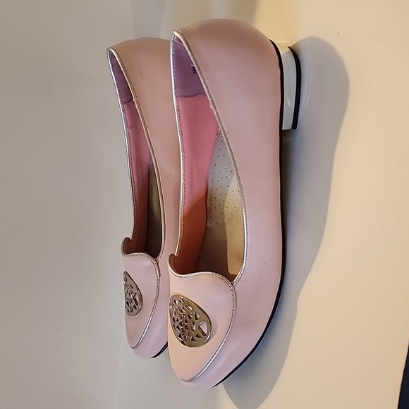 Arnia or Annia brand of cushioned flats. Size 11 WW.  Silver accents/pale pink - Picture 2 of 8